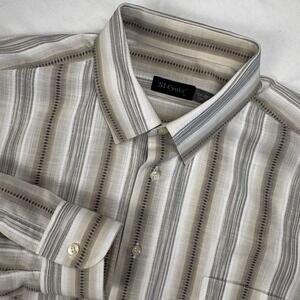 ST. CROIX Men's LONG-SLEEVE BUTTON-UP  STRIPED SHIRT X Large Pocket Cotton ITALY